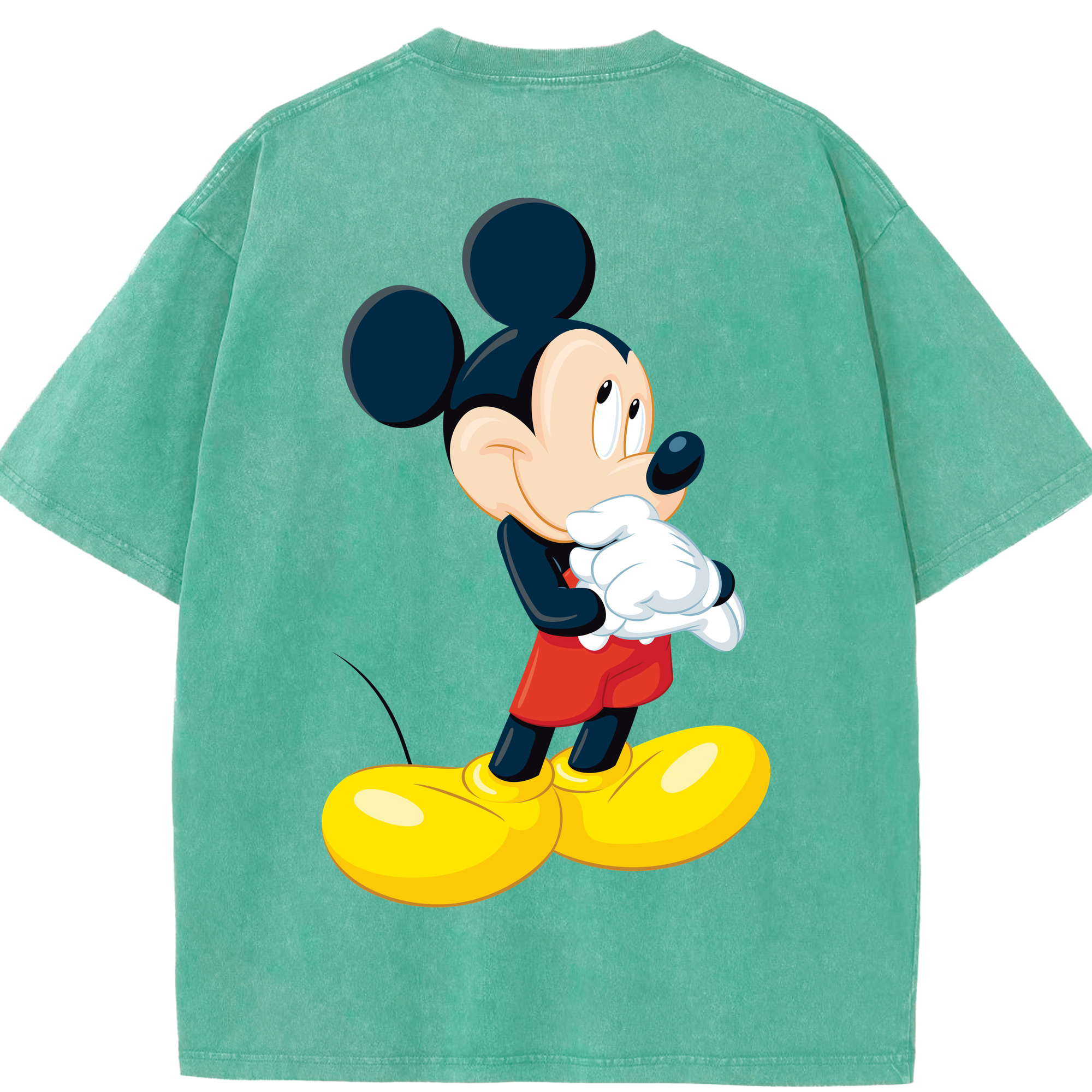 （画像用） ミッキーマウス Mickey Mouse 綿100% ヴィンテージ風 半袖Tシャツ（背面プリント）